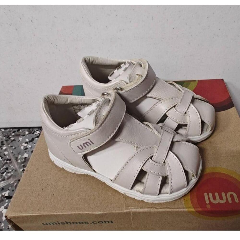Umi Sandal Natalia Pearl White‎ EU 23 US 6.5 New Leather Classic Kids Minimalist